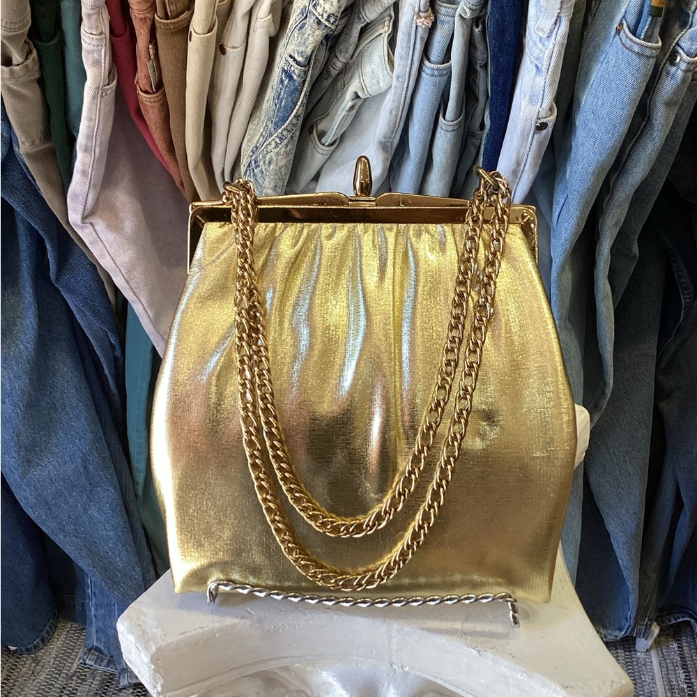 Vintage 1960’s Lame metallic chain bag with little purse
